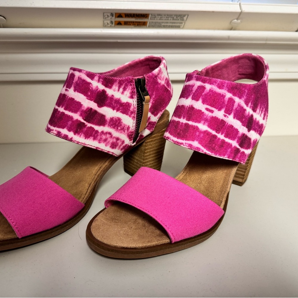 Toms Pink Tie-Dye Heeled Sandals